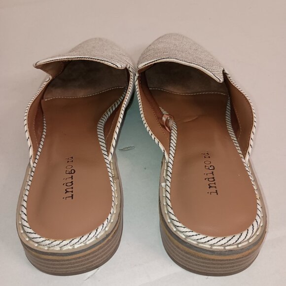 Indigo Rd Black Cream Stripe Mule Heels Womens Sz 8 - Picture 11 of 16
